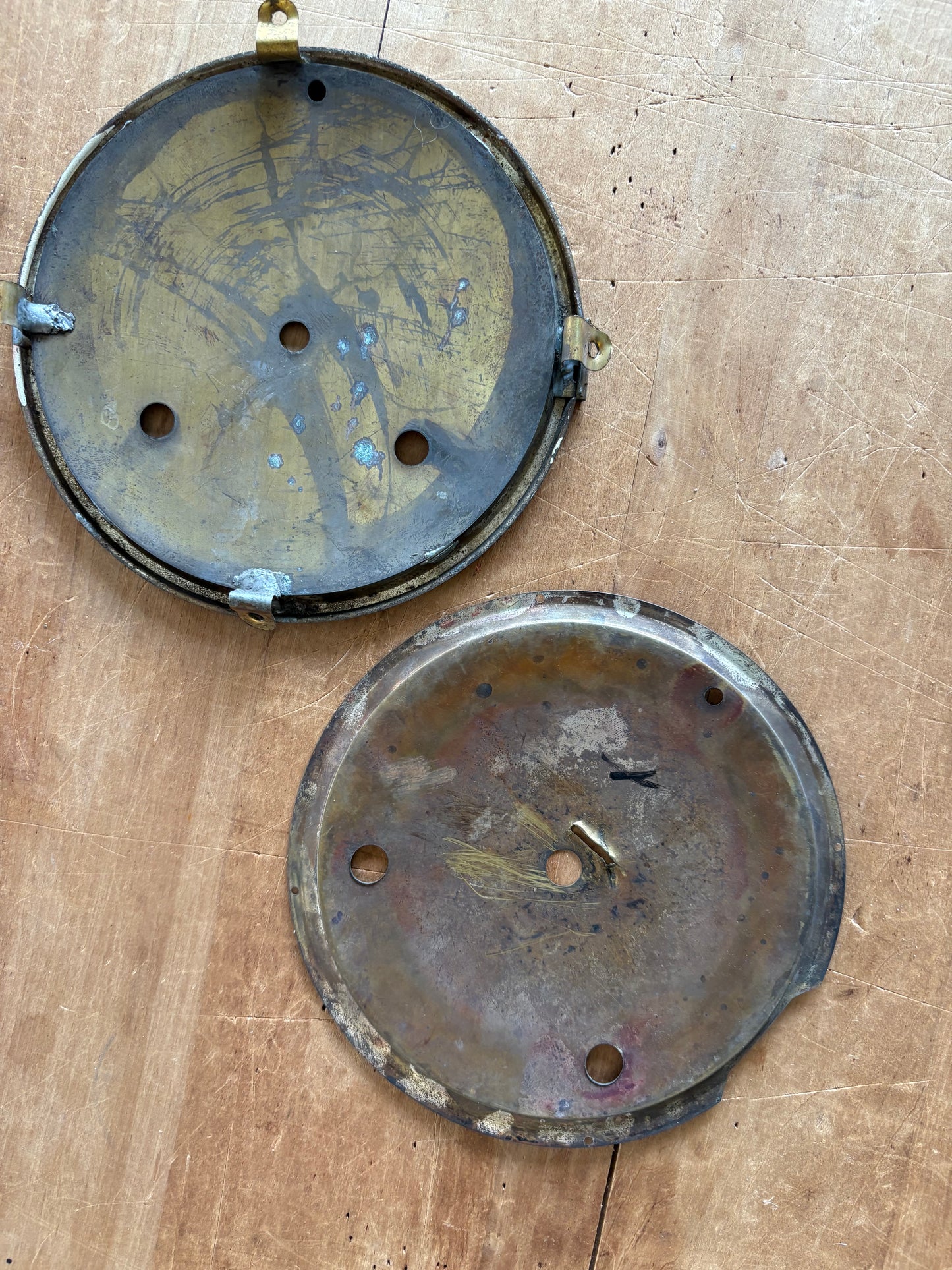 Vintage metal clock face set of two