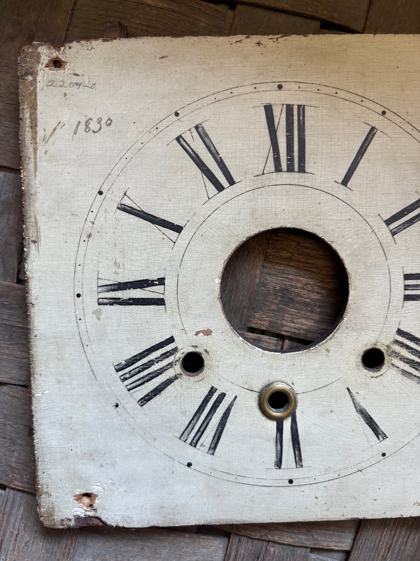 Early wooden clock face