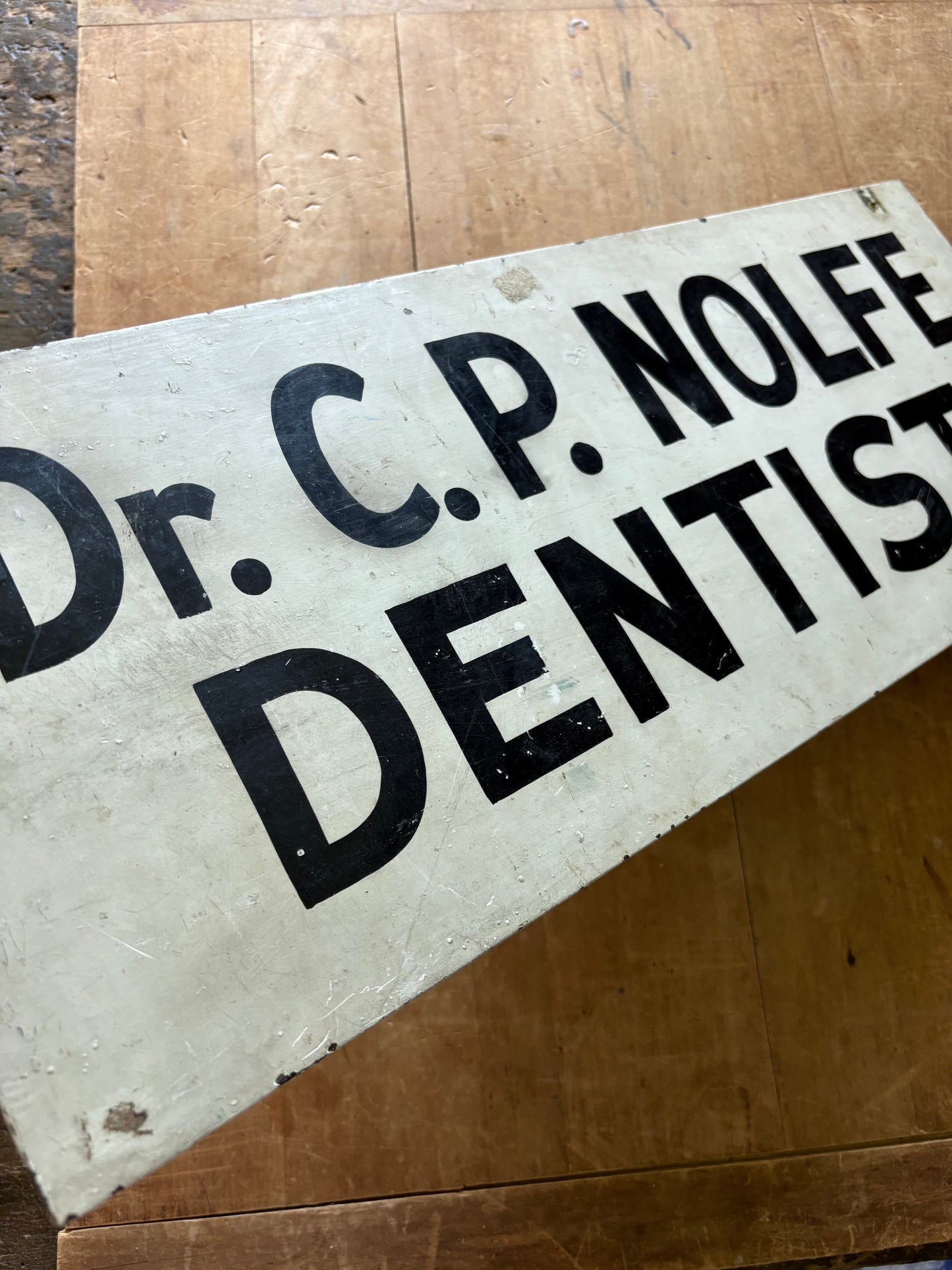 Antique metal DENTIST sign - Double sided