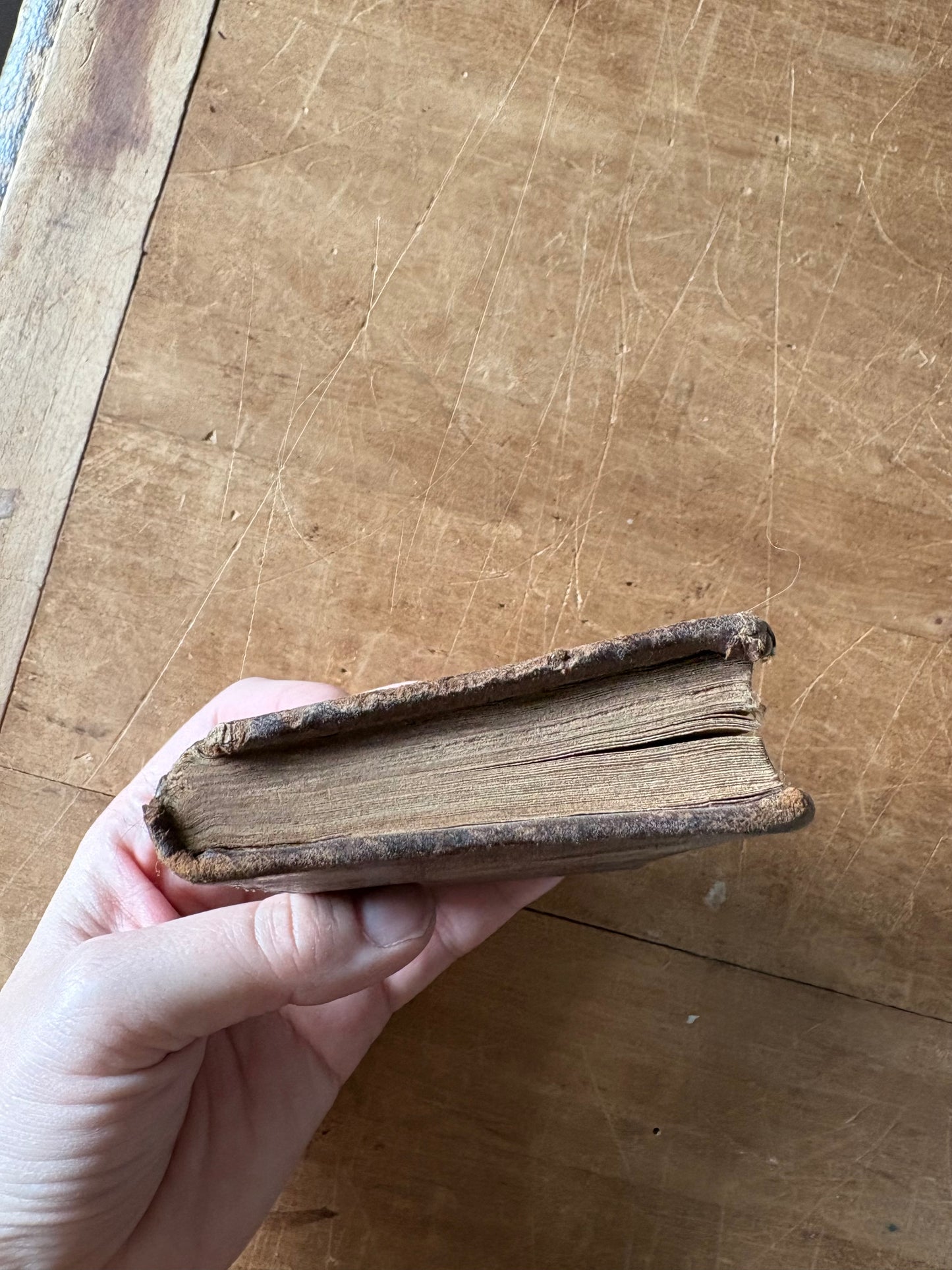 1831 second edition of "The New and Improved Camp Meeting Hymn Book” leather book