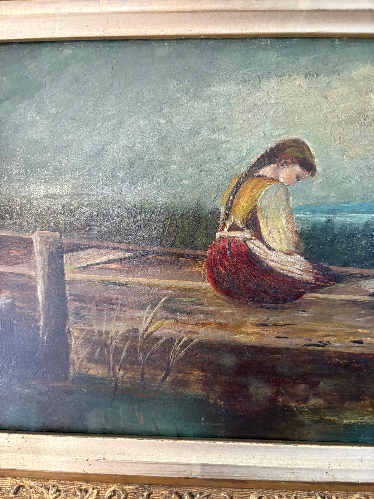 Antique Painting After Heinrich Vosberg "Alone & Forsaken" Amateur copy