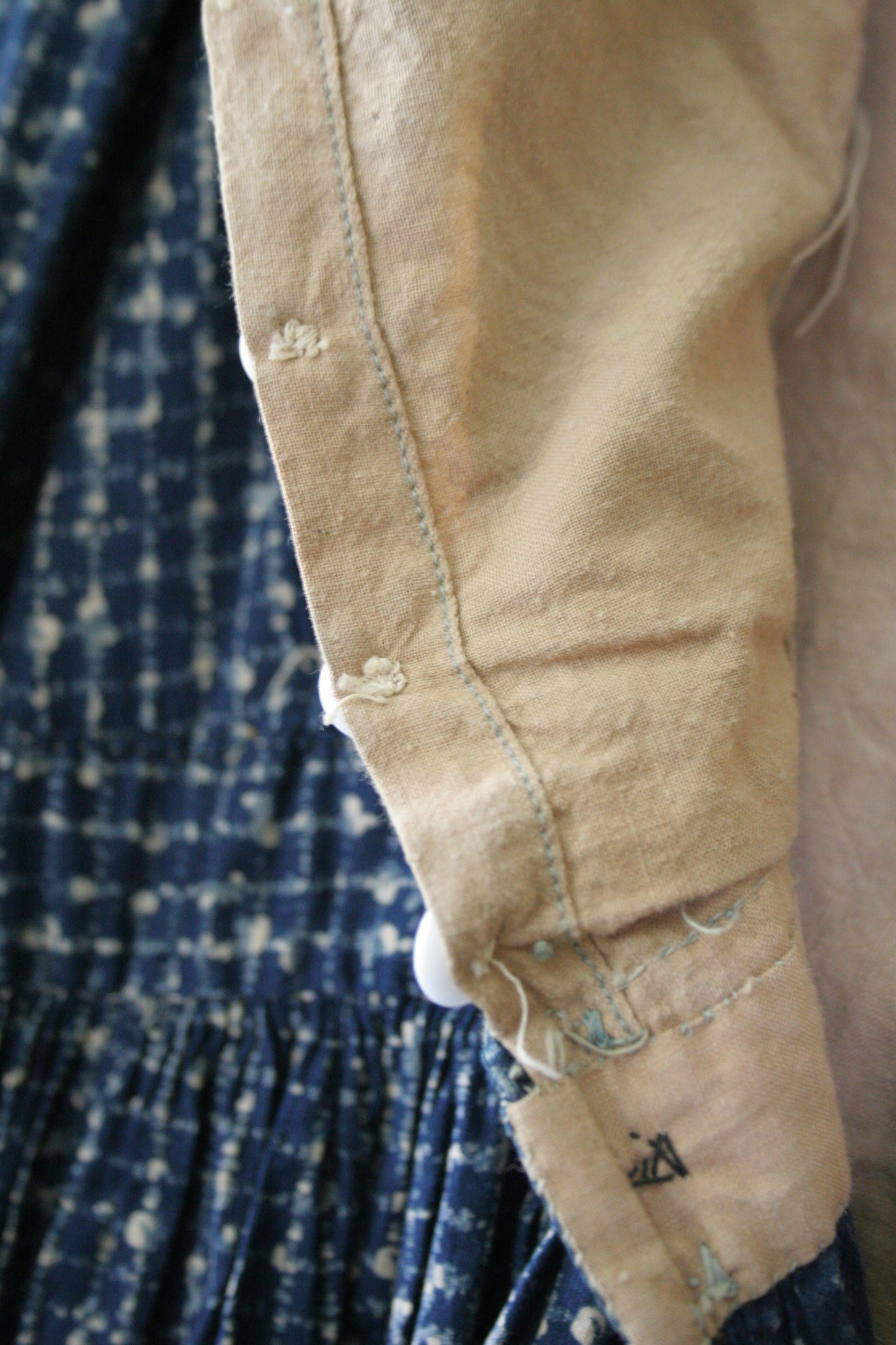 Antique victorian calico blue house dress