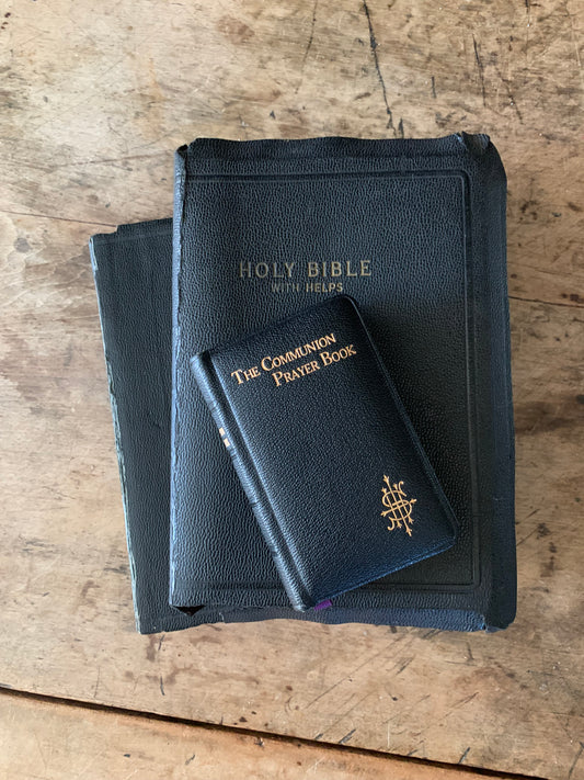 Vintage leather bible stack