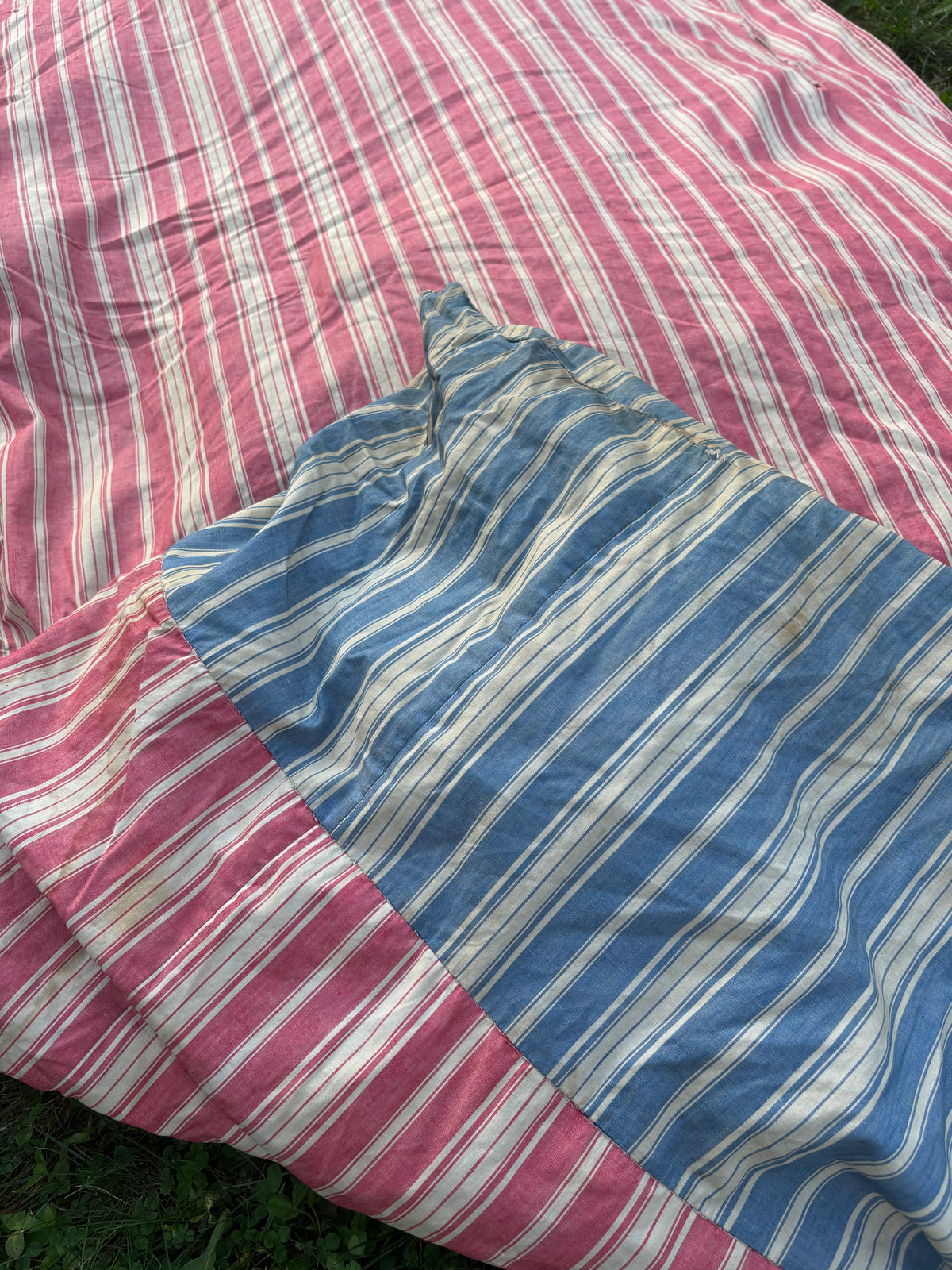 Vintage ticking stripe feather mattress