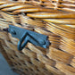 Antique French railway wicker trunk with initials JB | metal latches