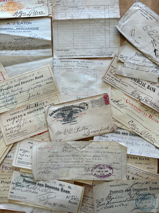 American paper ephemera | bank checks, receipts, and invoices from Ohio businesses dated between 1889 and 1916