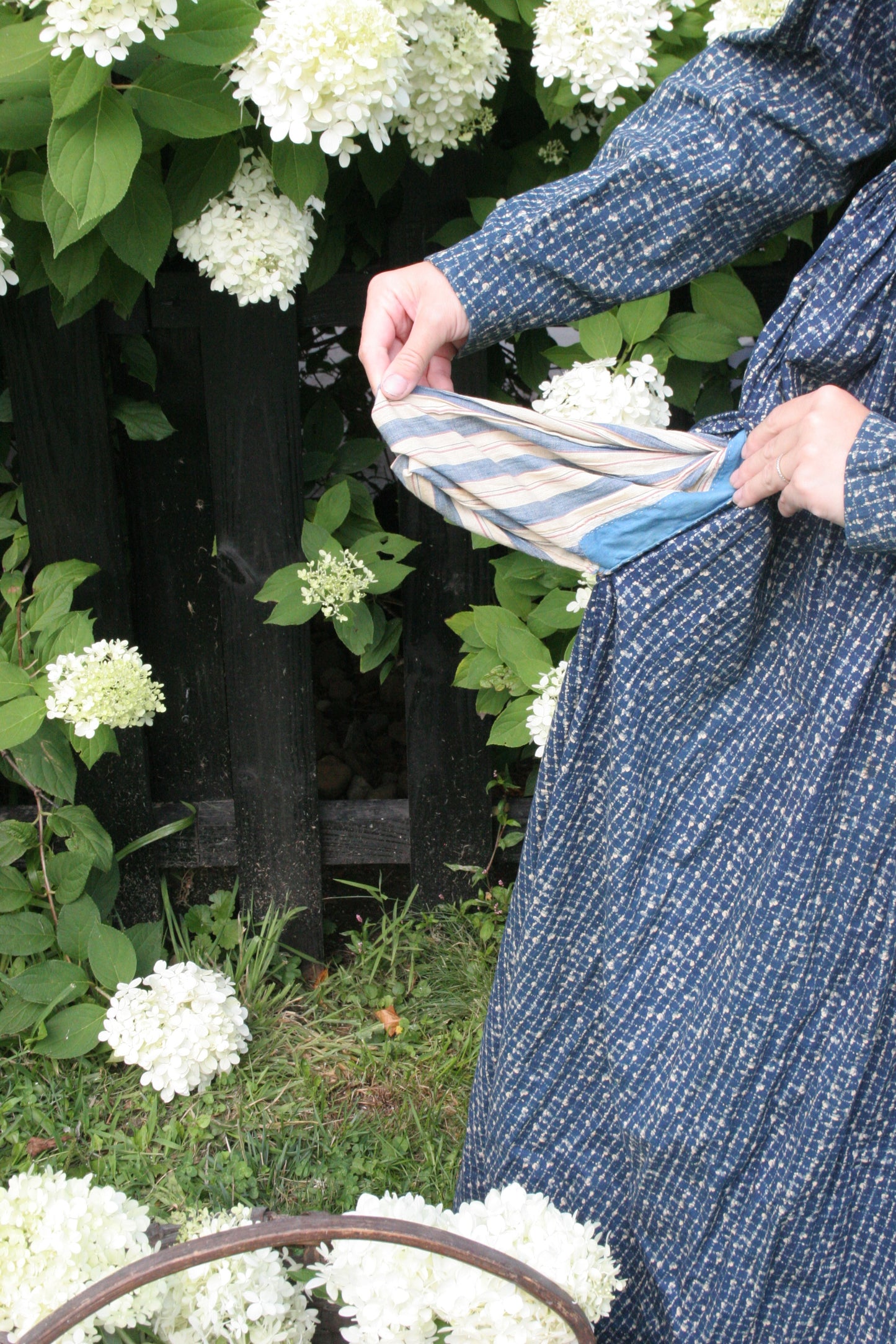 Antique victorian calico blue house dress