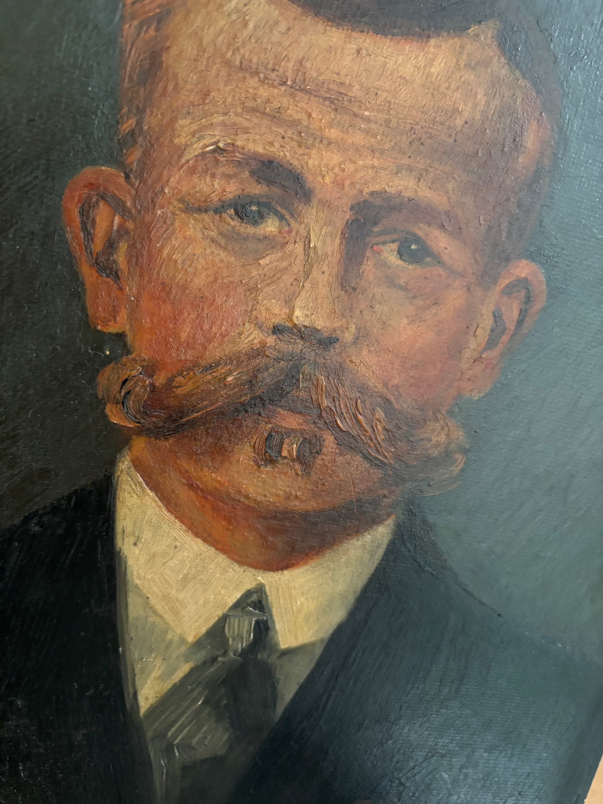 Antique portrait of man on board