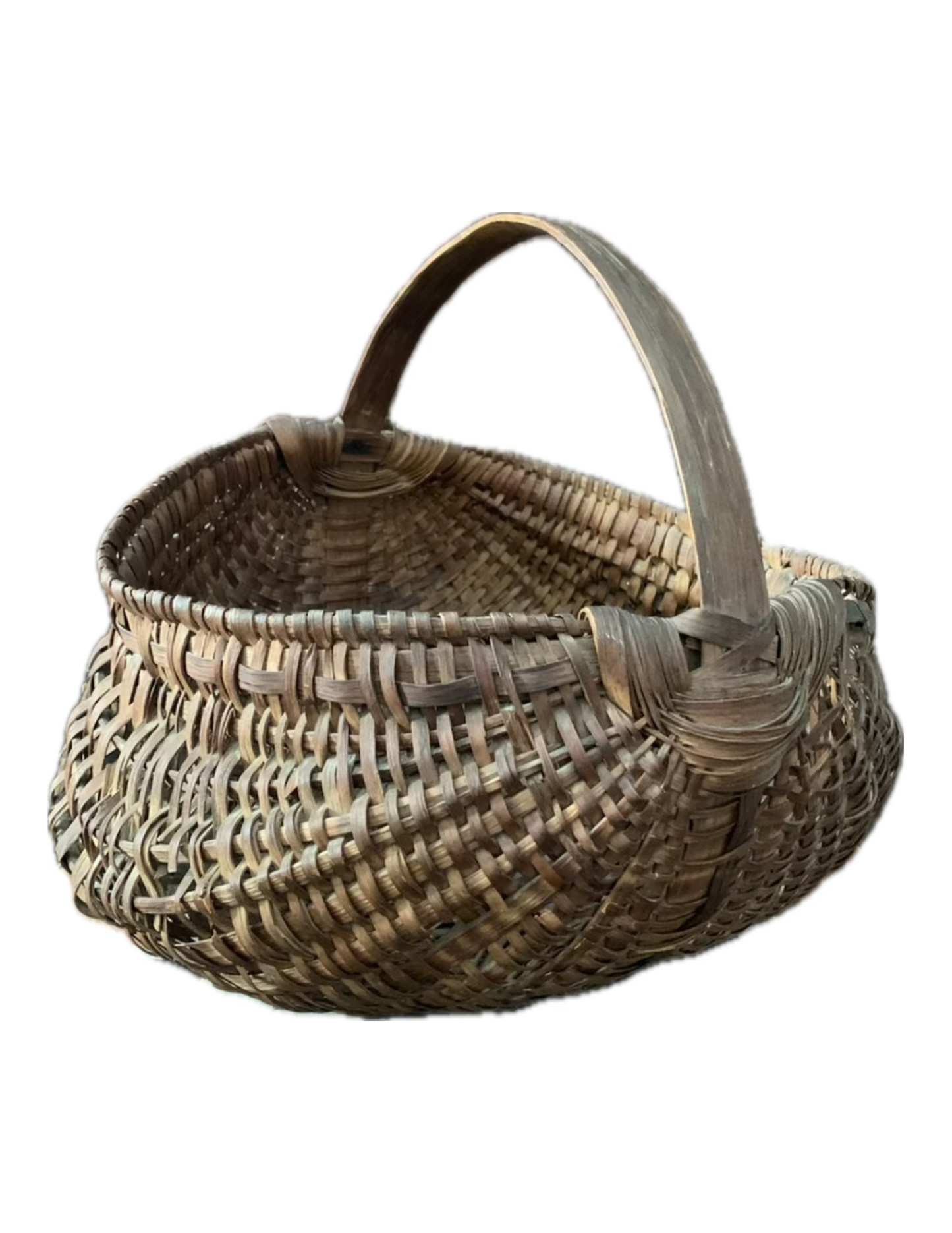 Antique primitive buttocks gathering basket