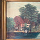Antique oil painting on canvas | landscape cottage
