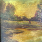 Antique oil painting on board landscape framed & signed