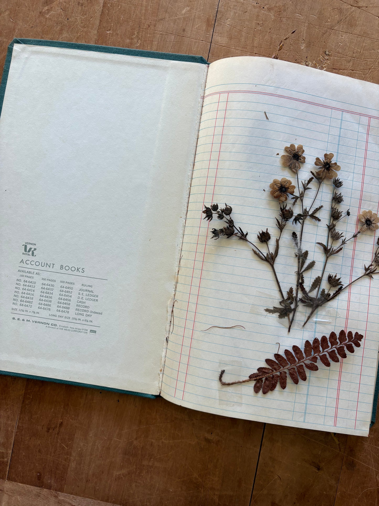 Vintage journal with dried flowers