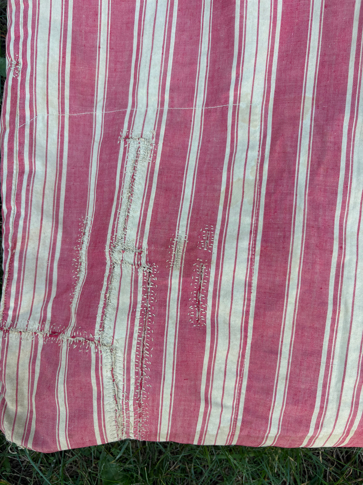 Vintage ticking stripe feather mattress