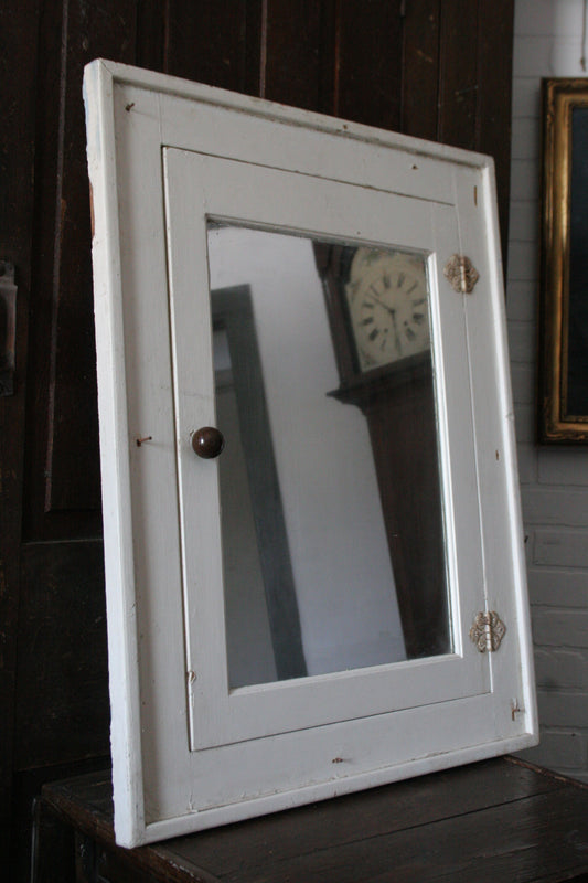 Antique large built in medicine cabinet | primitive cupboard with mirror