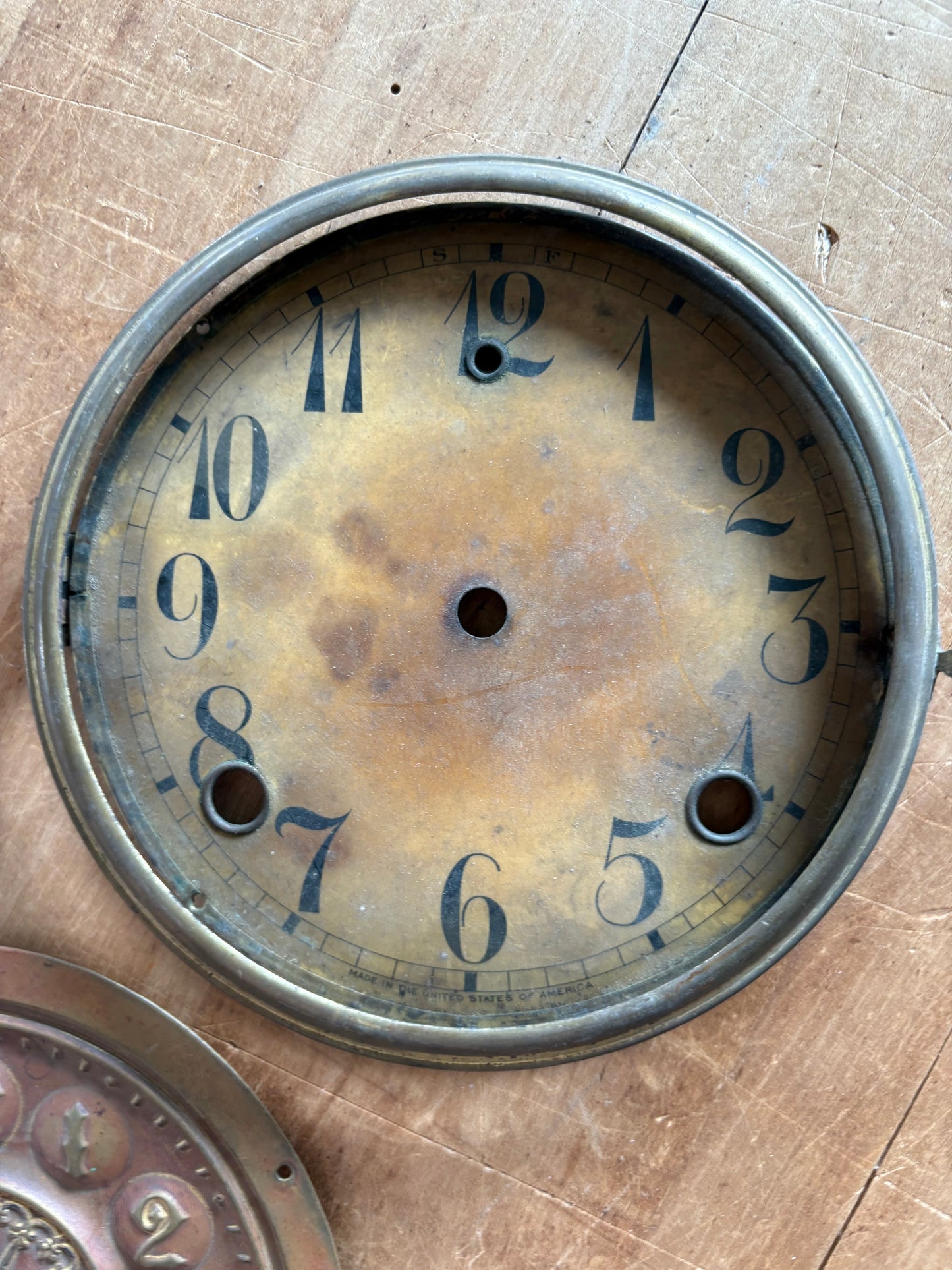 Vintage metal clock face set of two