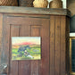 Antique western folk art oil on canvas cowboy painting with horse