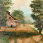 Antique rural oil painting on board framed