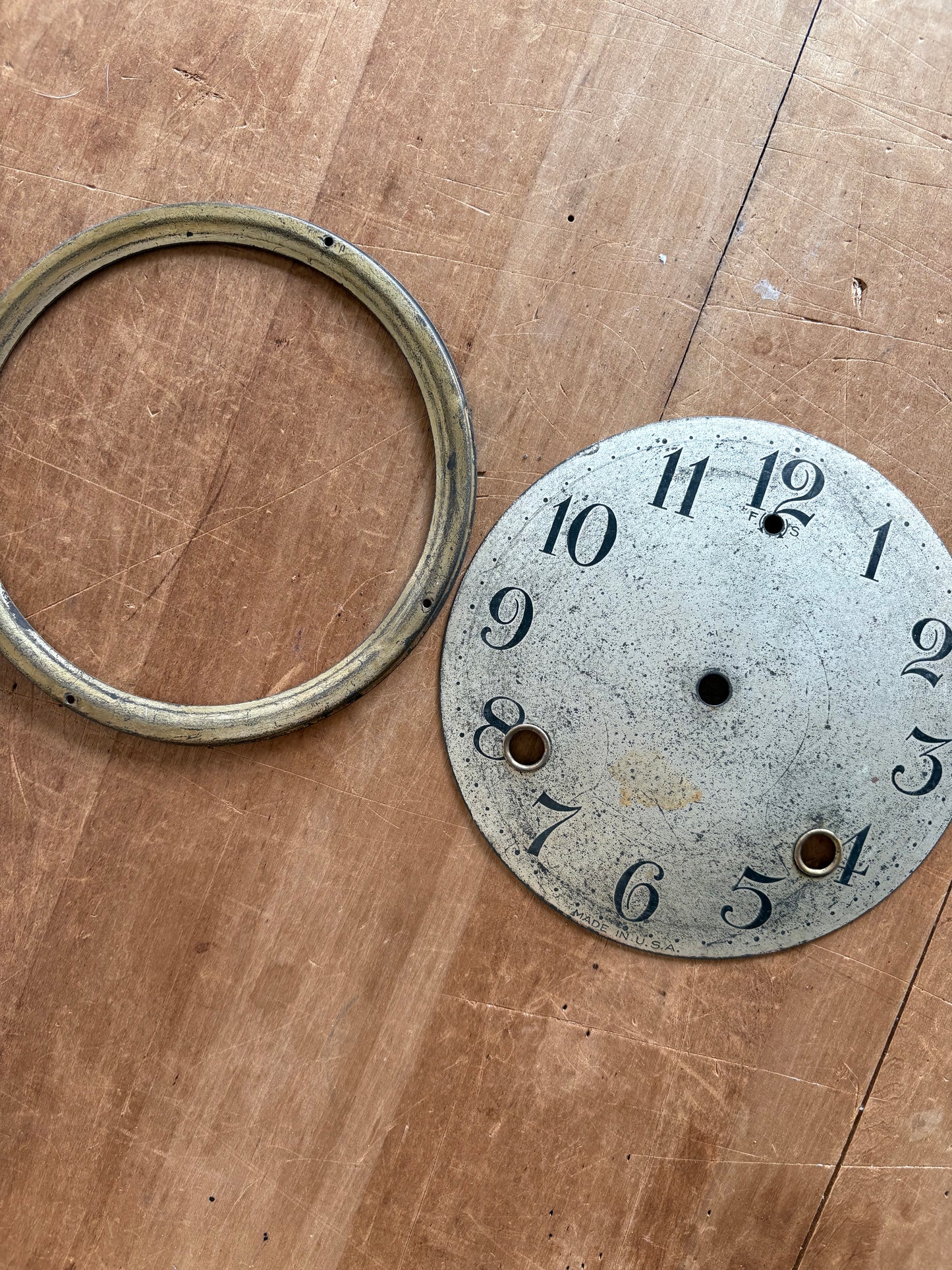 Vintage metal clock face