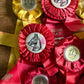 Vintage fair horse showing ribbons