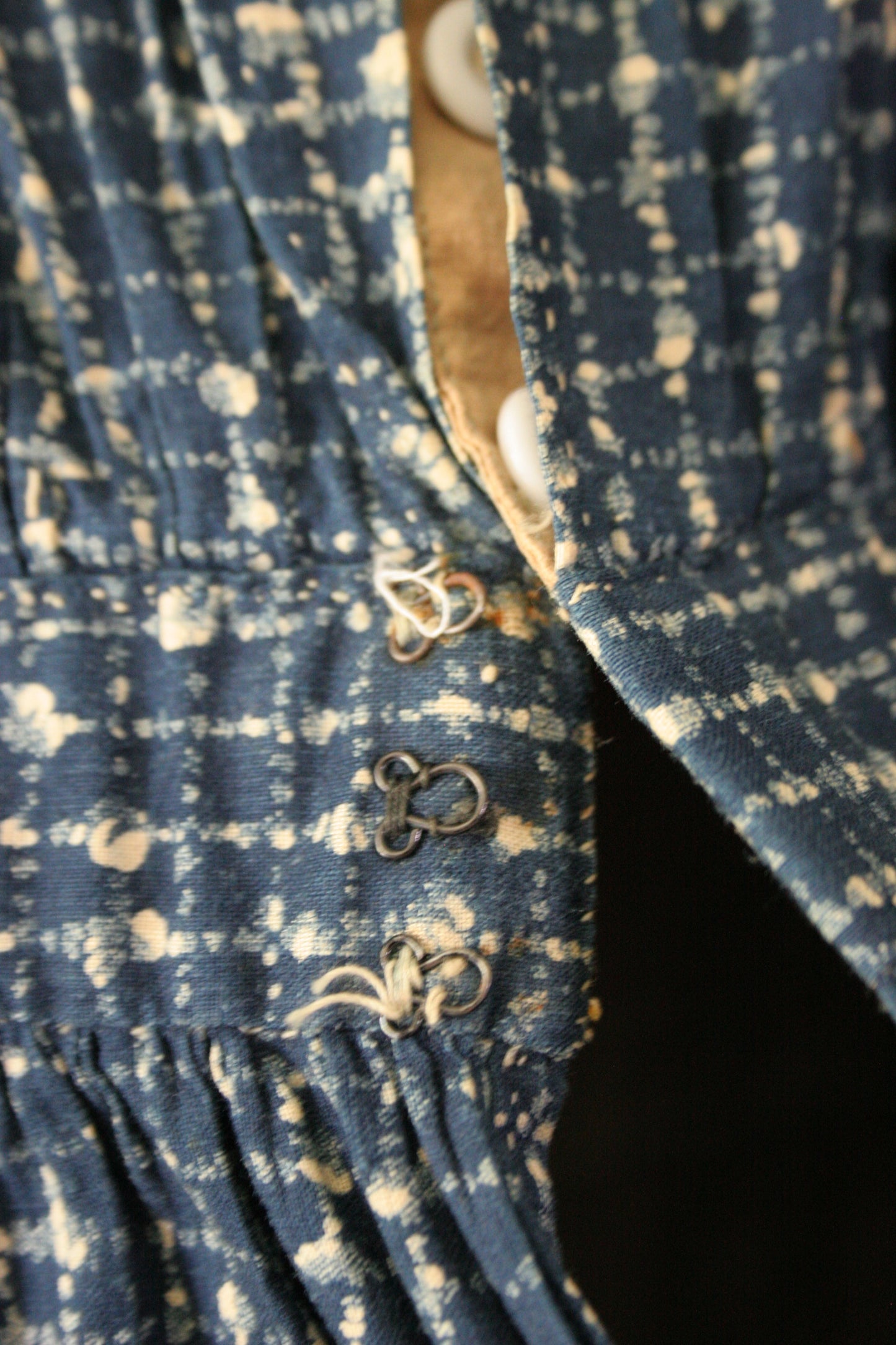Antique victorian calico blue house dress
