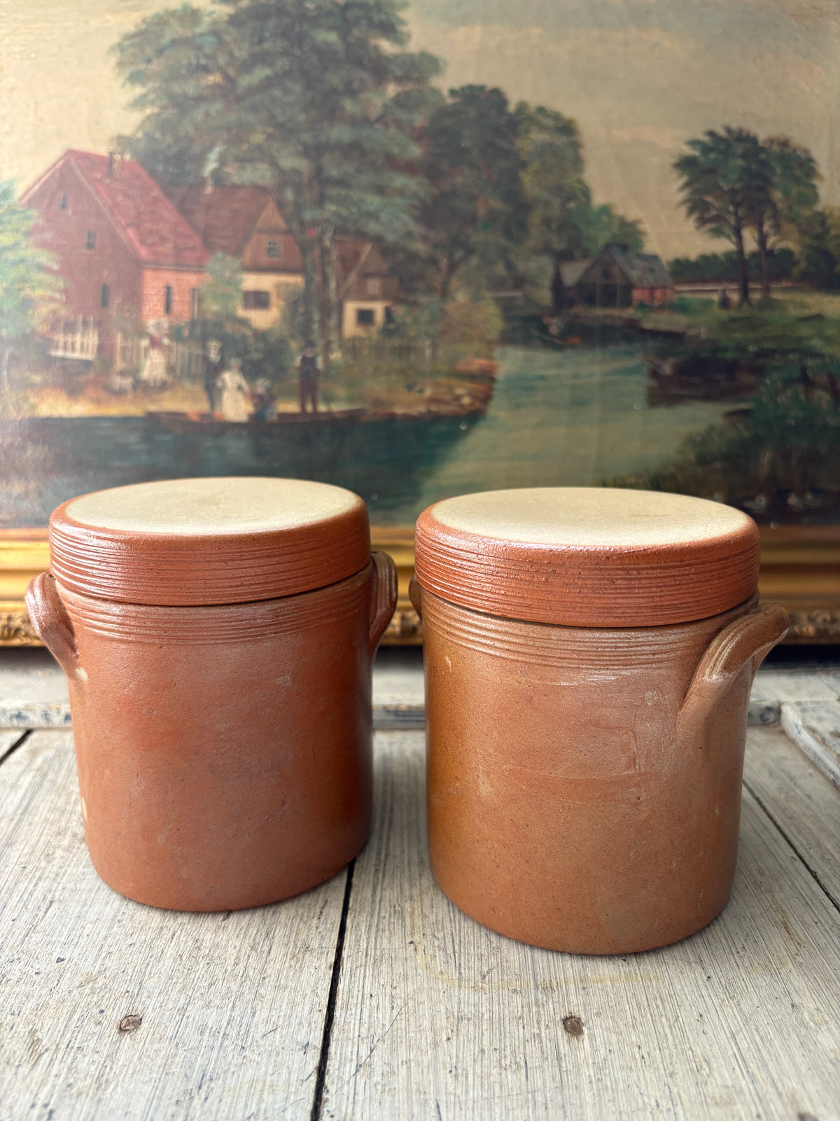 Vintage French Stoneware Confit Pot Salt Pot