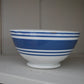 Antique blue stripe footed bowl