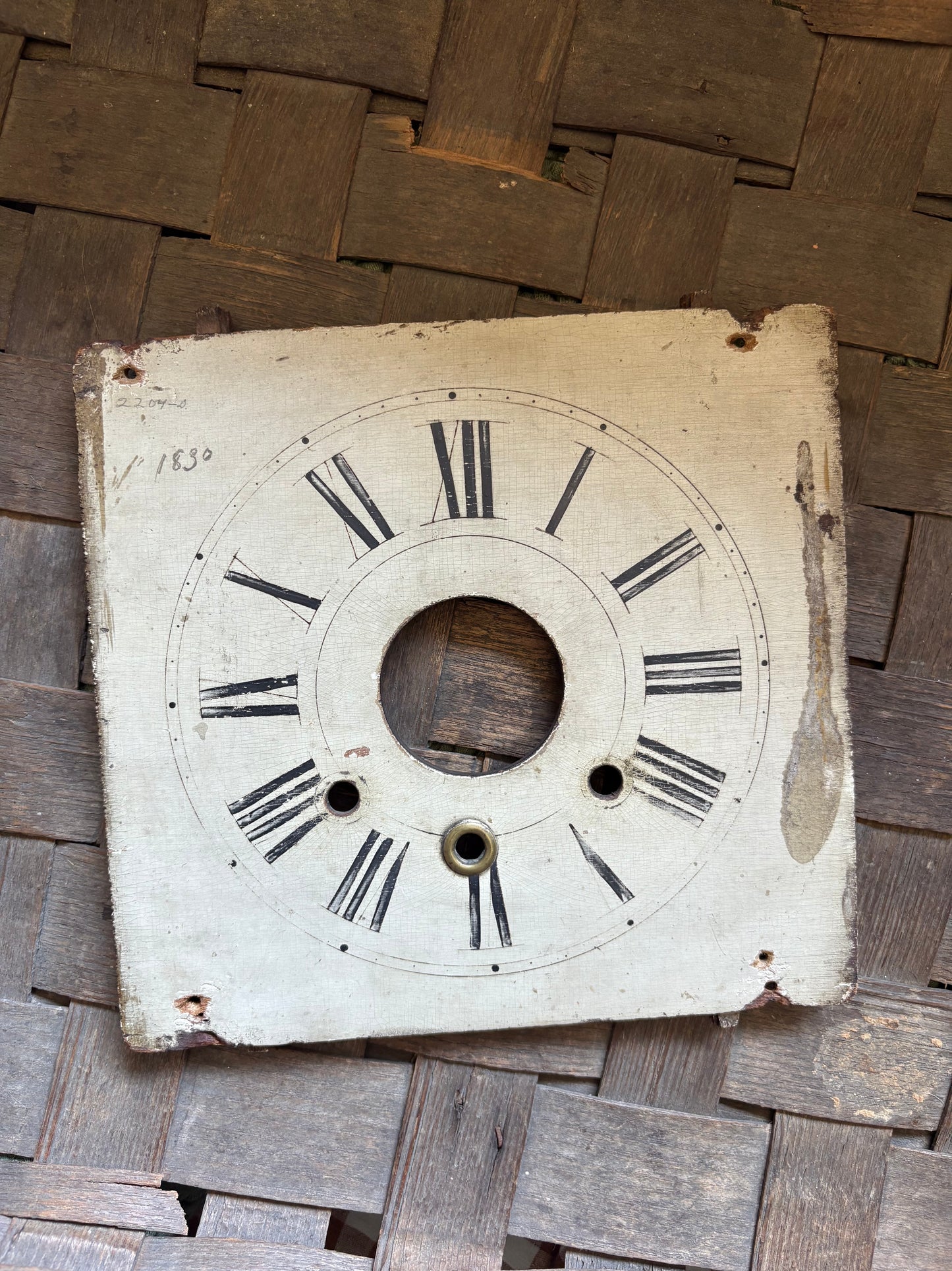 Early wooden clock face