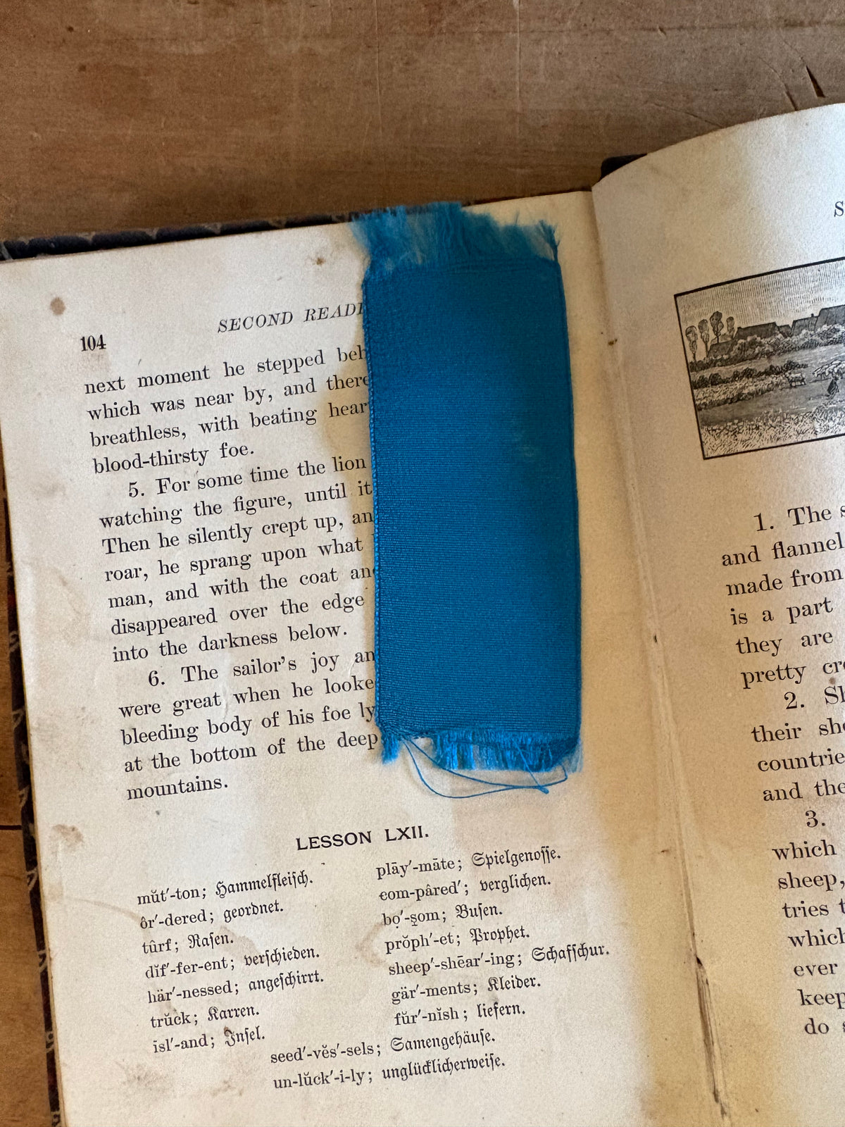 Antique early fabric covered school book
