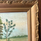 Antique rural oil painting on board framed