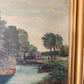 Antique oil painting on canvas | landscape cottage