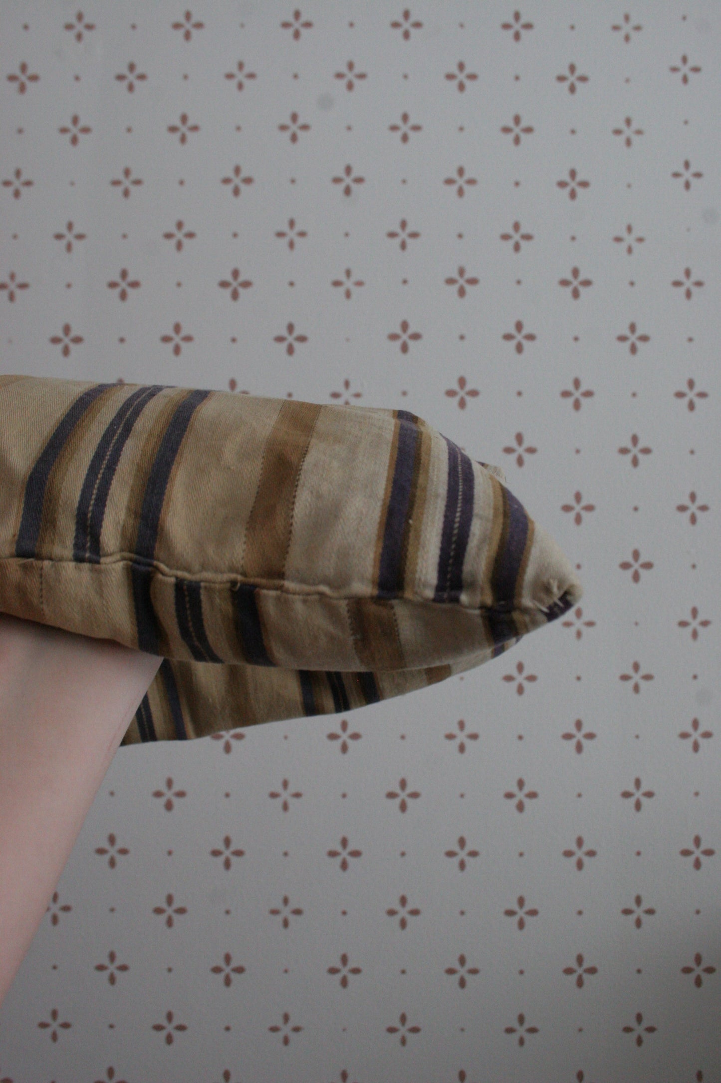 Antique French ticking stripe feather pillow