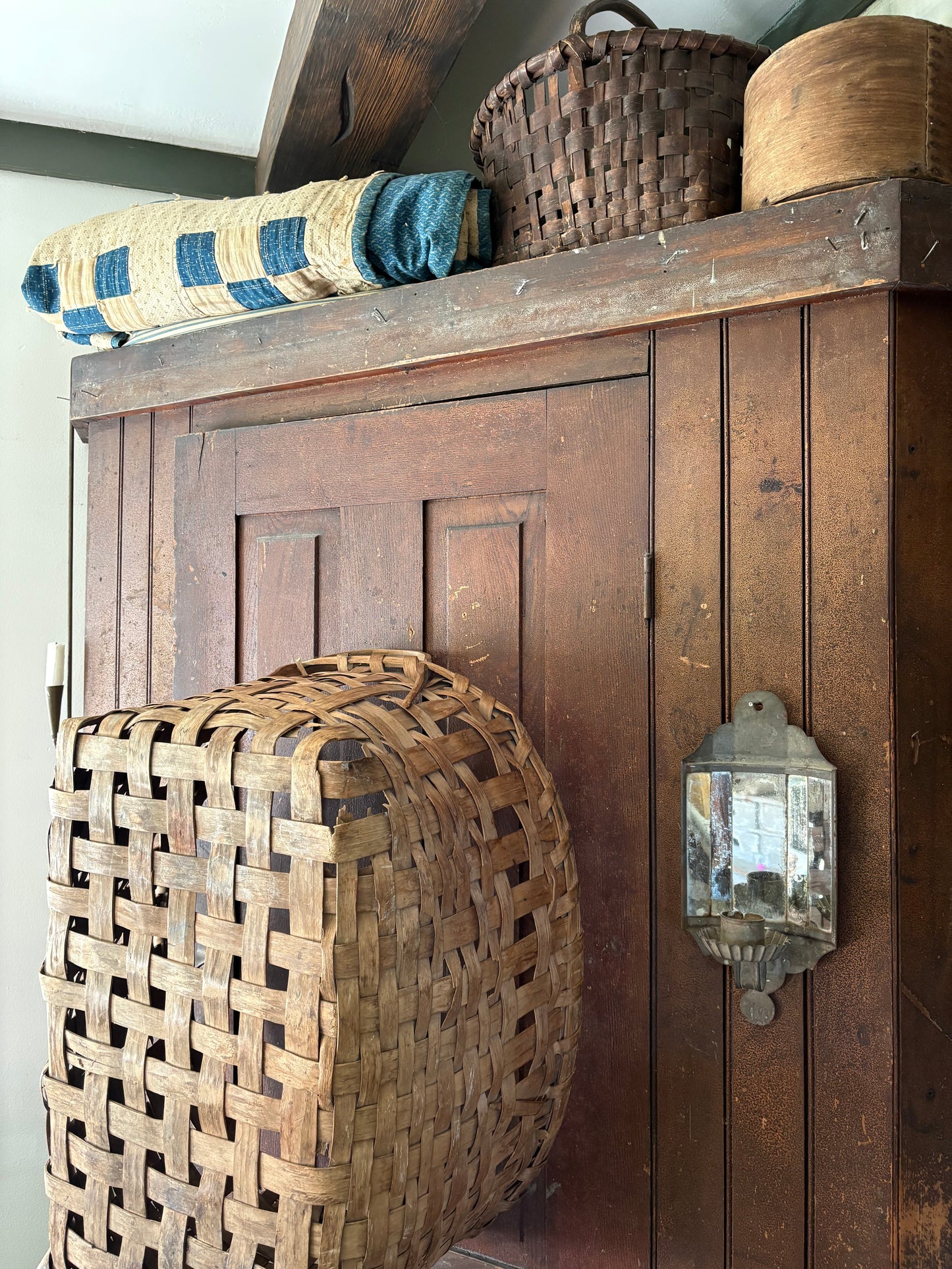 Antique mirrored candle sconce