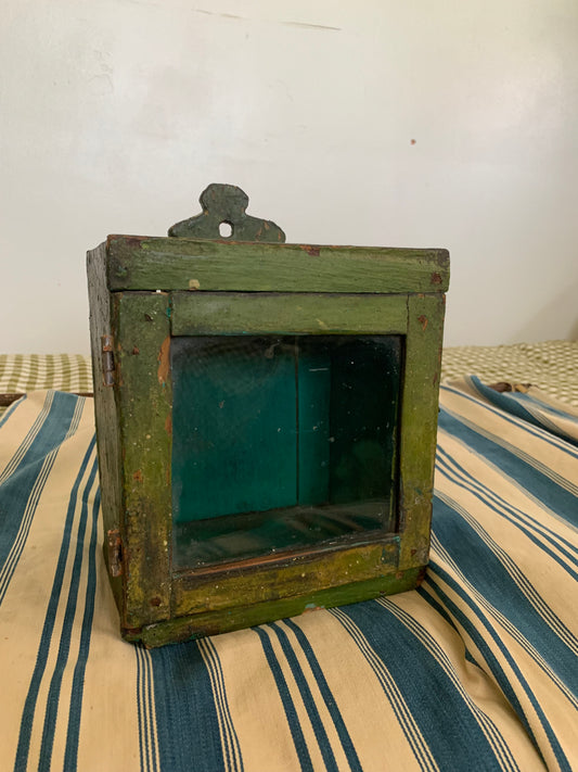Antique small glass front cabinet