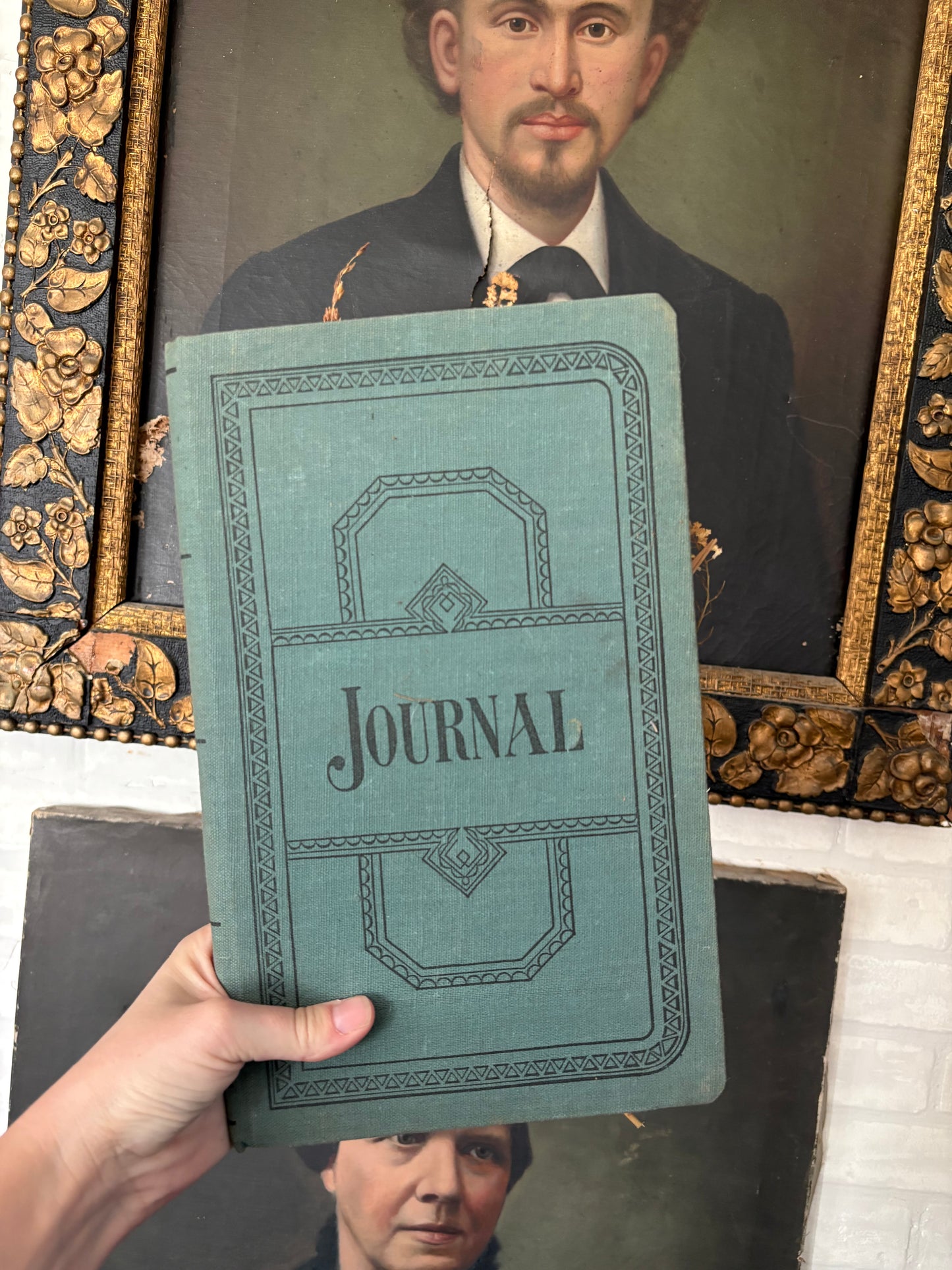 Vintage journal with dried flowers