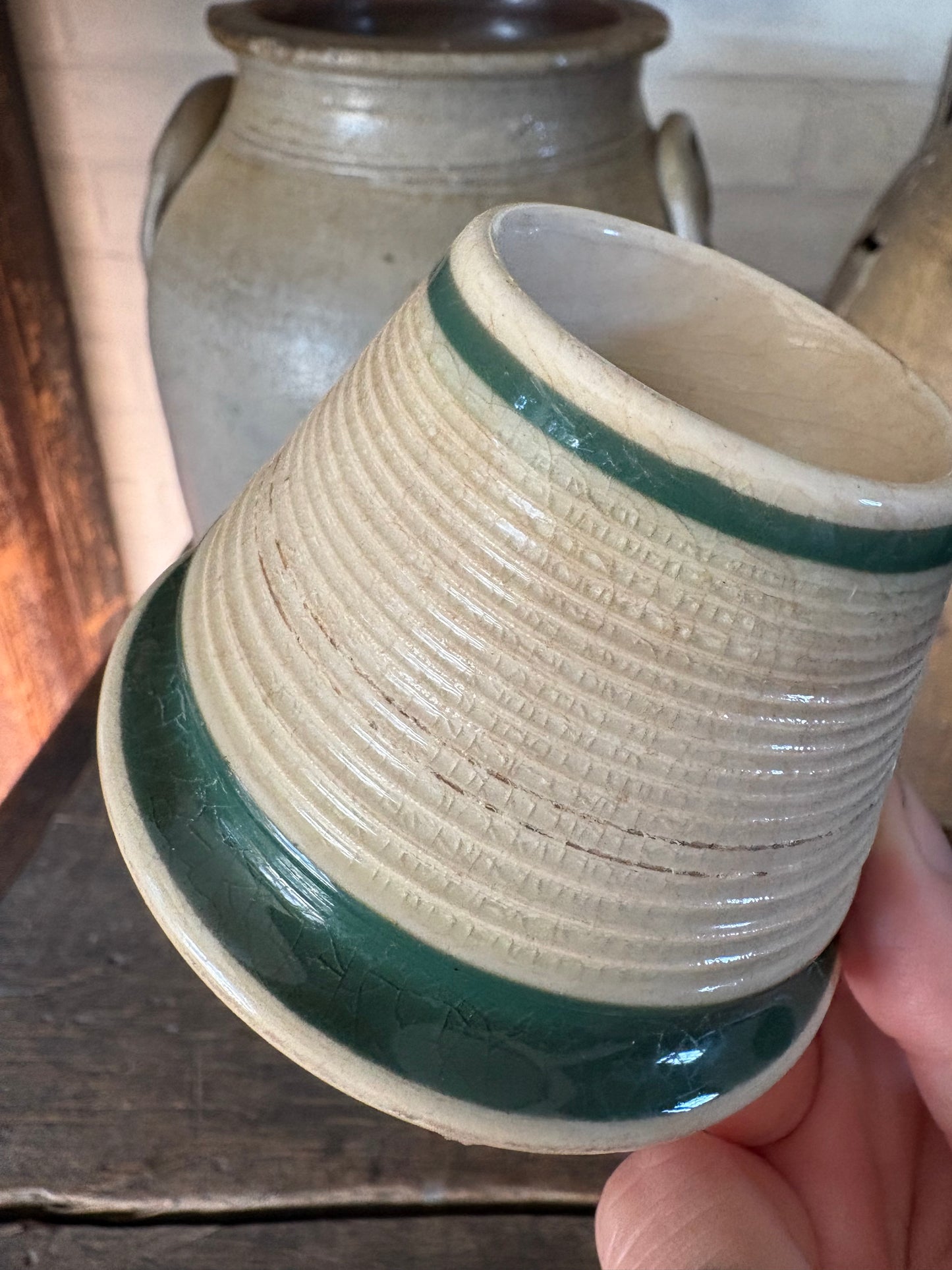 Antique ironstone match strike and holder