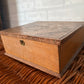 Antique wooden bible box with 1741 German bible