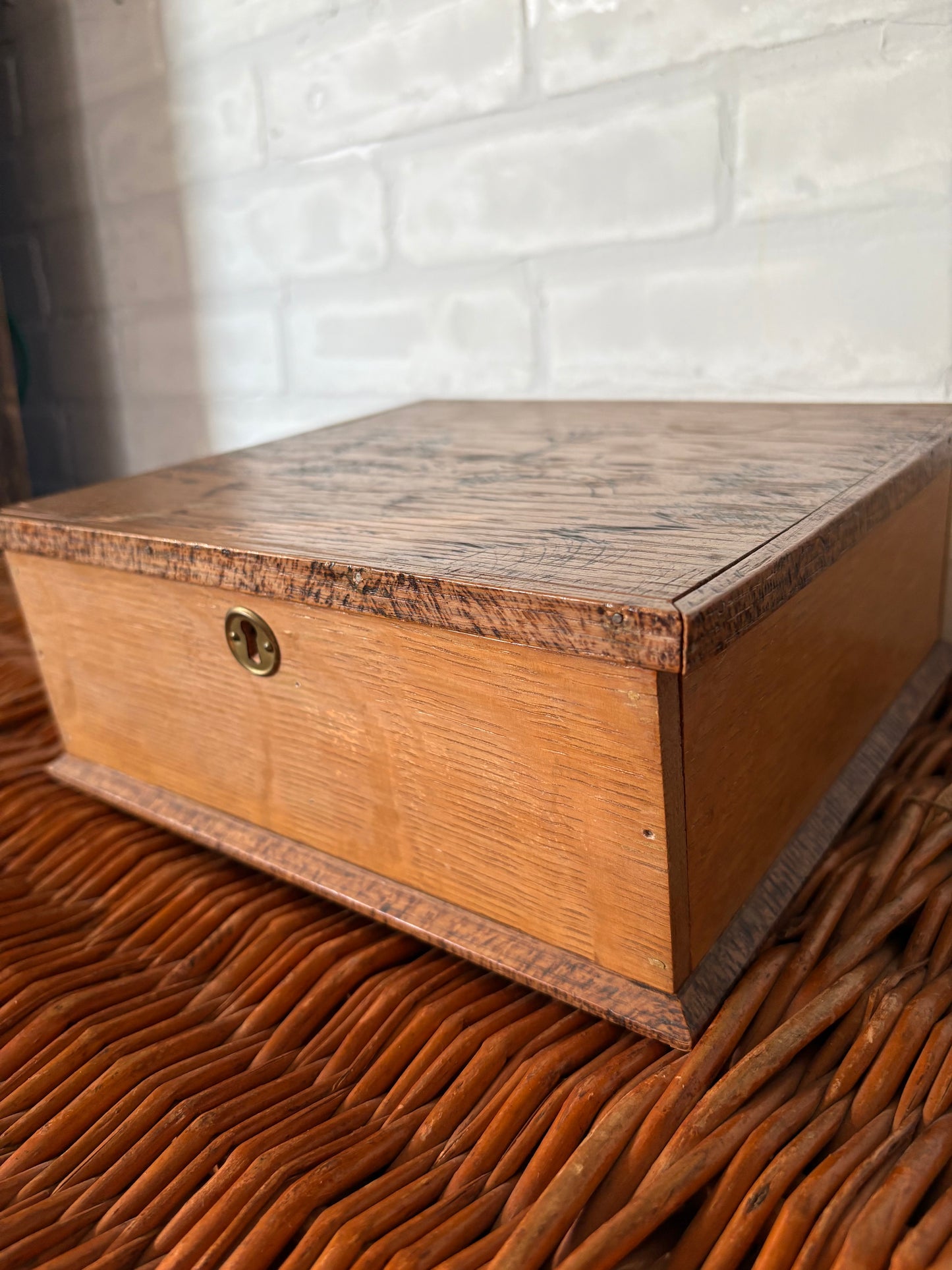 Antique wooden bible box with 1741 German bible