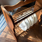 Vintage wooden wall plate rack with scallop detail