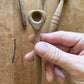 Antique primitive chunky wooden salt spoon