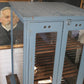 Antique blue paint pie cabinet for general store display | primitive