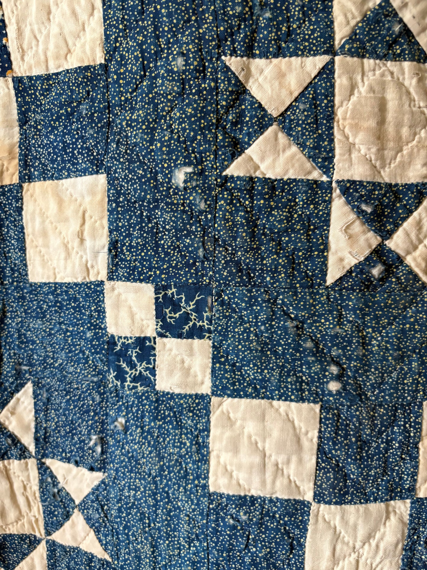 Early Antique star pattern quilt | indigo blue