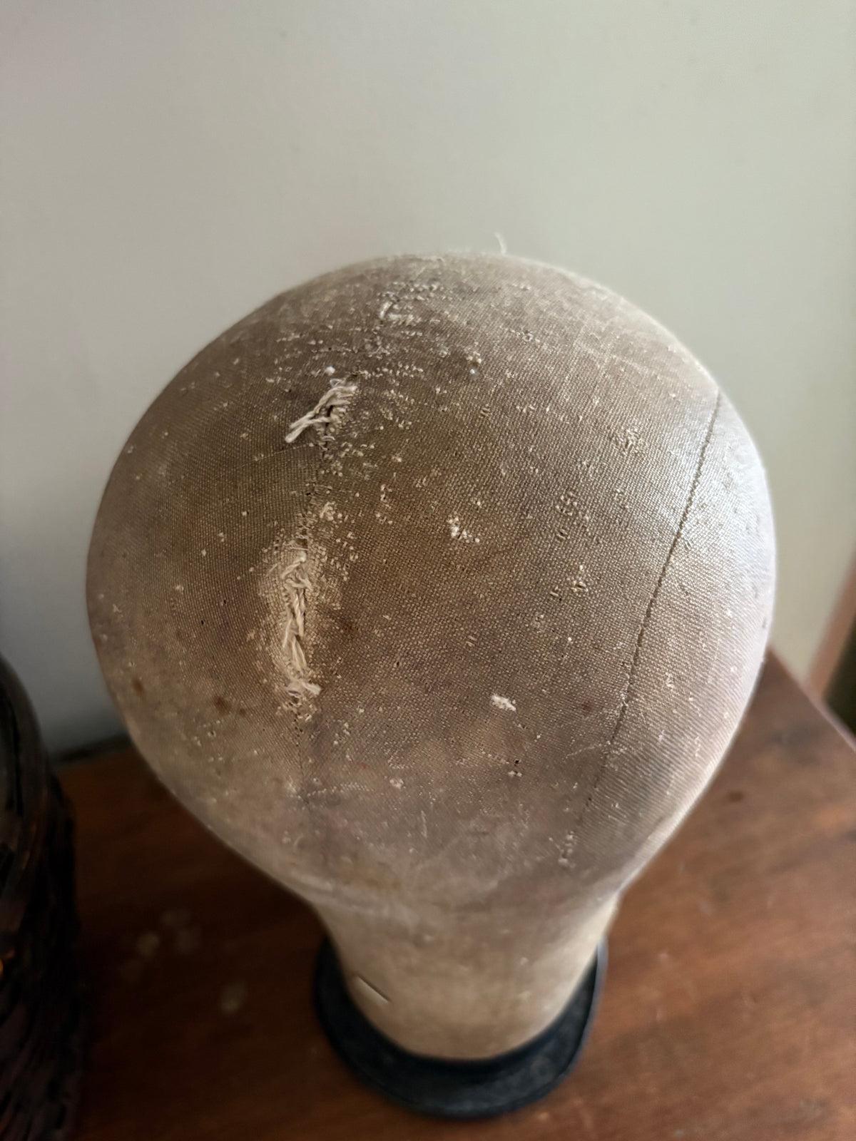 Antique canvas mannequin head form