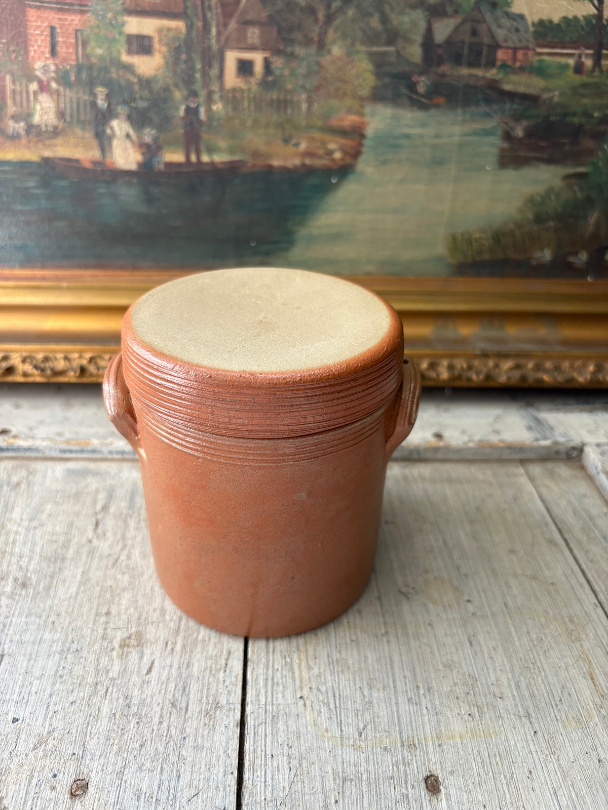 Vintage French Stoneware Confit Pot Salt Pot