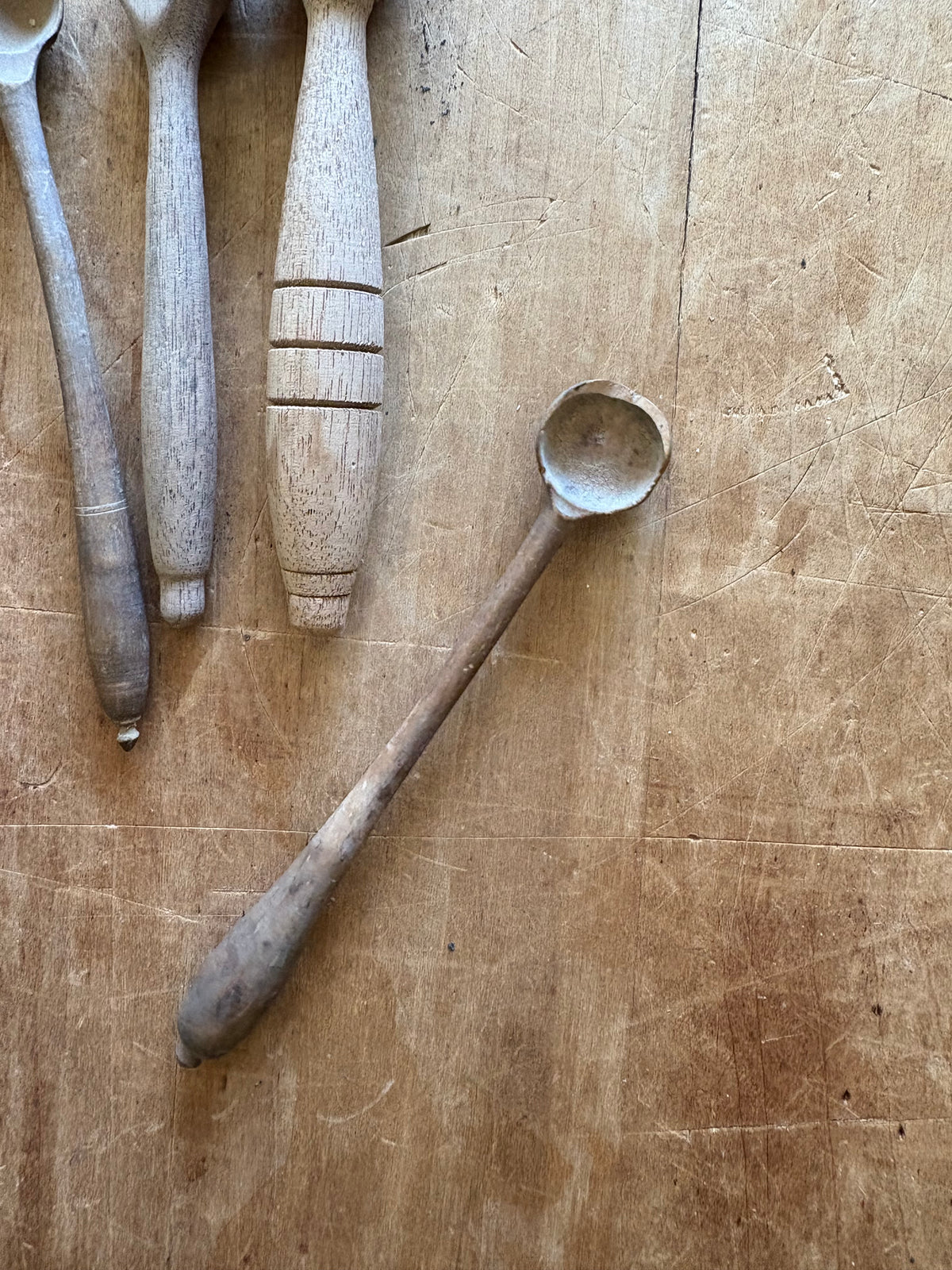 Antique primitive wooden salt spoon