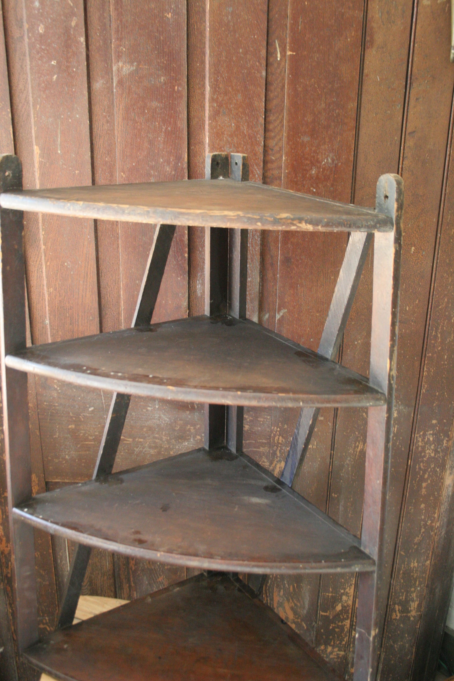 Antique primitive wooden corner shelf