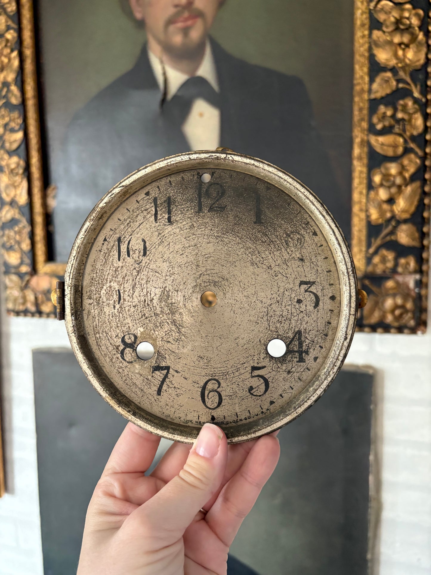 Vintage metal clock face set of two