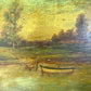 Antique oil painting on board landscape framed & signed