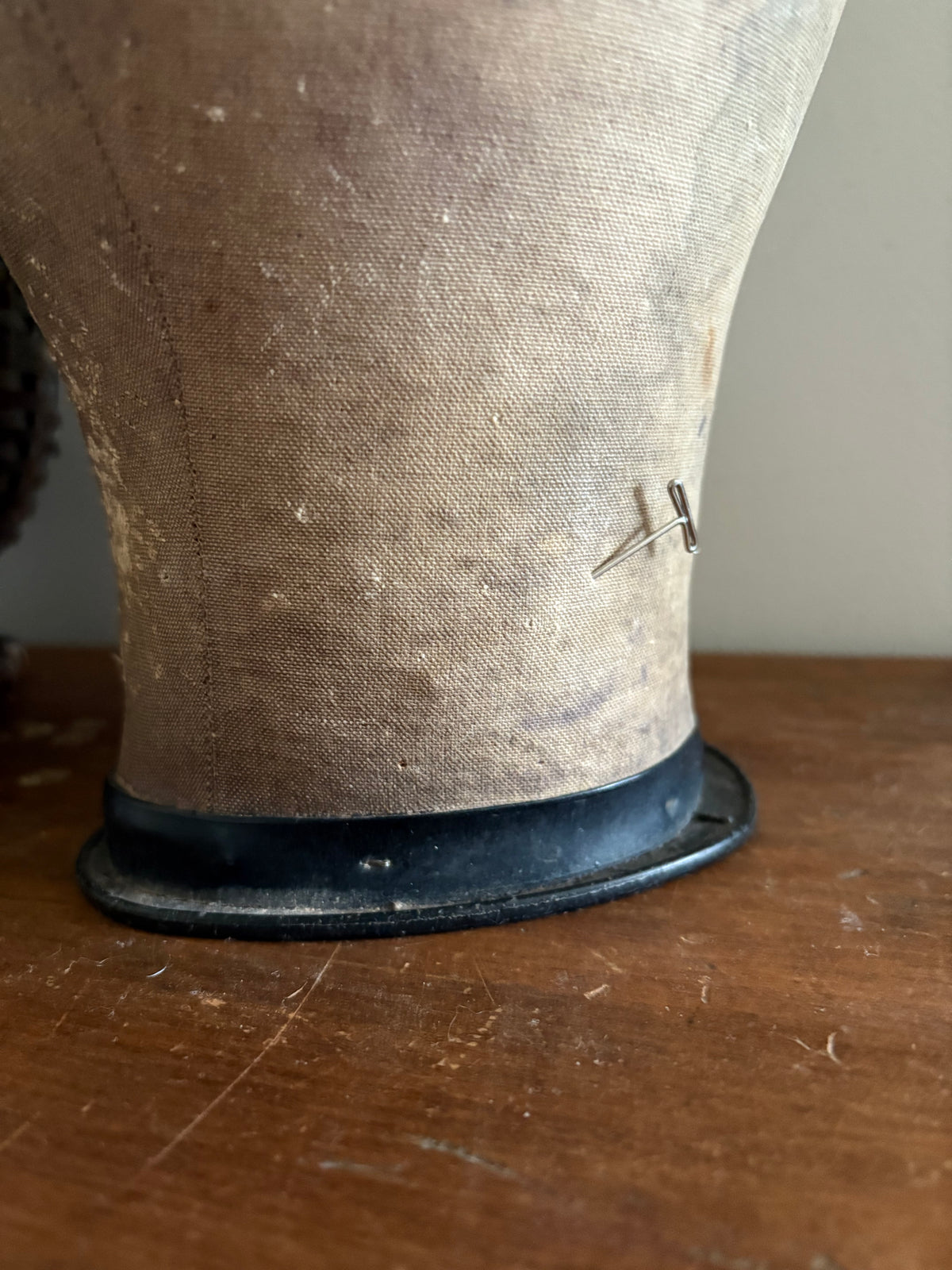 Antique canvas mannequin head form