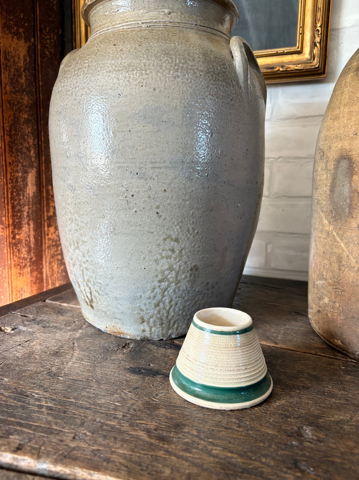 Antique ironstone match strike and holder