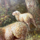 Vintage oil sheep painting on canvas